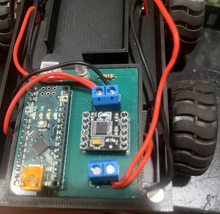 A circuit board mounted in a car chassis